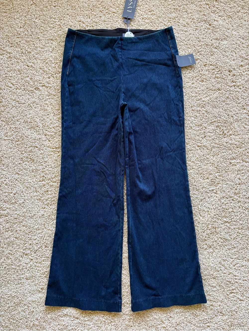 NWT Lysse Indigo Knit Denim High Waisted Trouser Pants 4-Way Stretch 1X